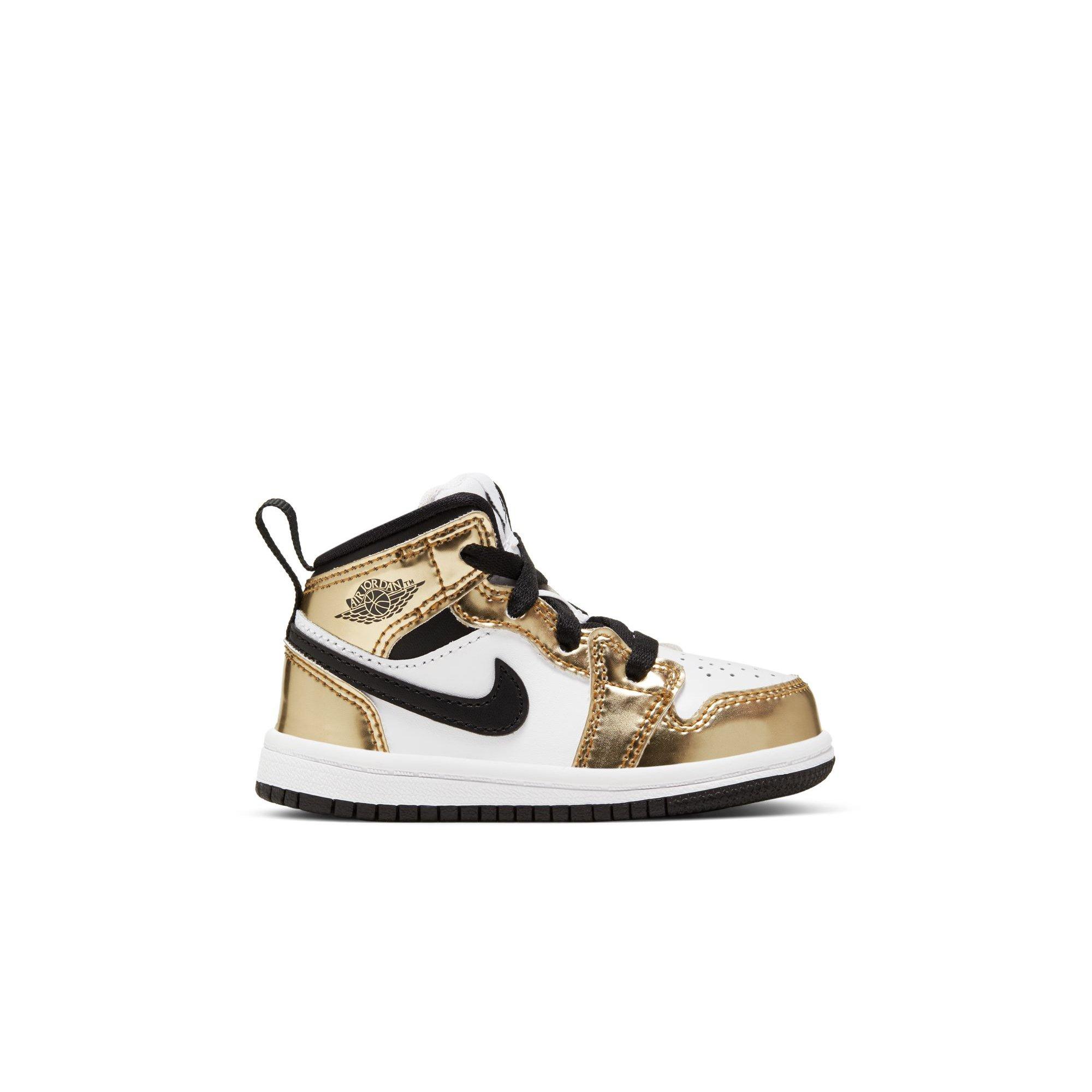 Jordan 1 Mid SE "Metallic Gold/Black/White" Toddler Boys' Shoe - GOLD/BLACK/WHITE